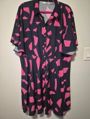 LPD Geomatric Pattern Dress, Plus Size 18